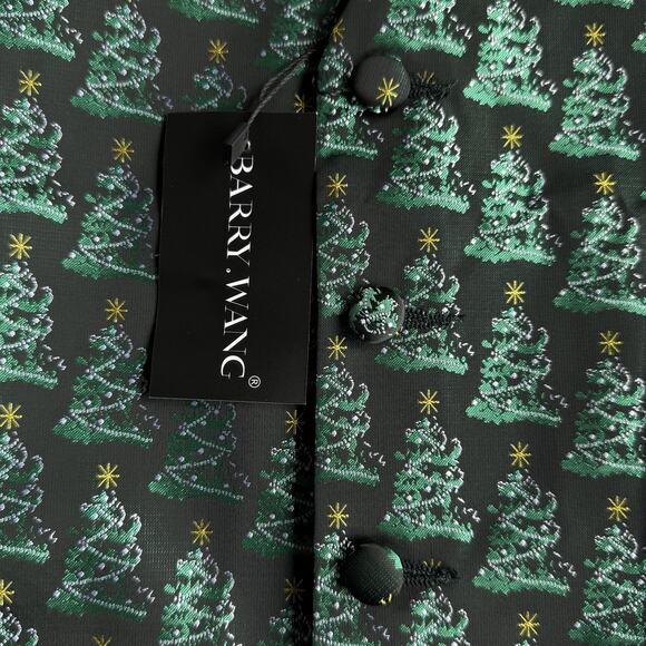 Barry Wang Vest Mens 2XL Silk Christmas Tree Holiday Formal Waistcoat - Picture 5 of 9